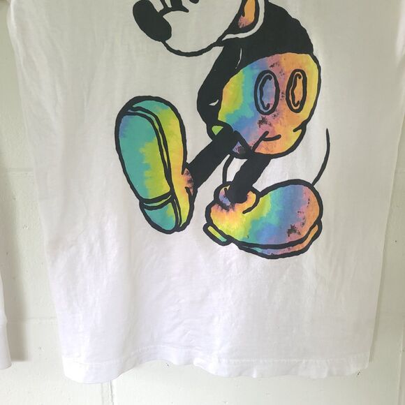 Disney Mickey Mouse Tie Dye 2 Sided T Shirt White Long Sleeve Tee Adult Sz MED - Picture 10 of 14